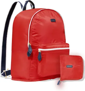 Paravel Fold Up Travel Backpack | Packable and Lightweight Foldable Travel Bag | Carry On Nylon Backpack with Trolley Sleeve, Bebop Red