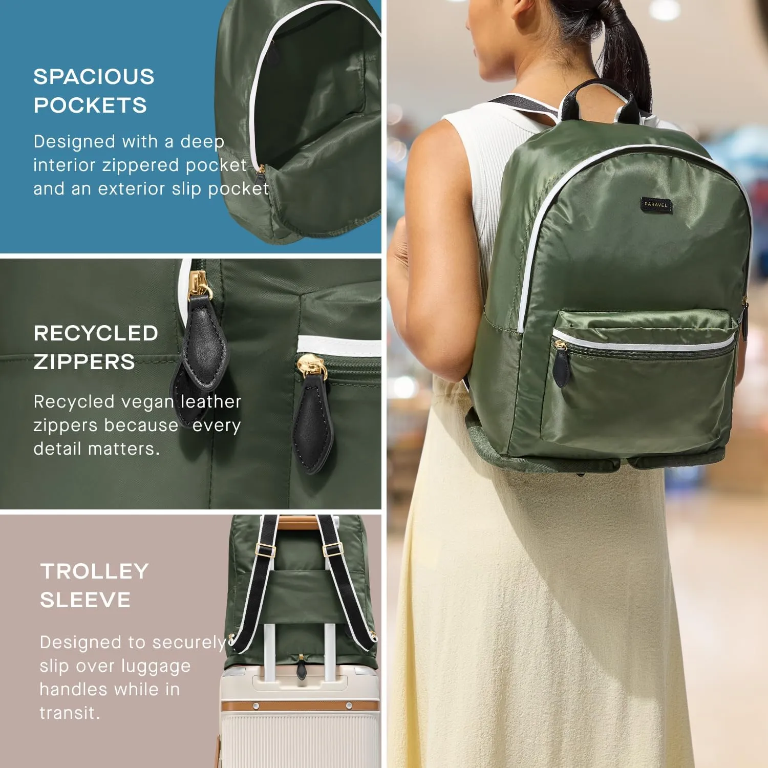 Paravel Fold Up Travel Backpack | Packable and Lightweight Foldable Travel Bag | Carry On Nylon Backpack with Trolley Sleeve, Bebop Red