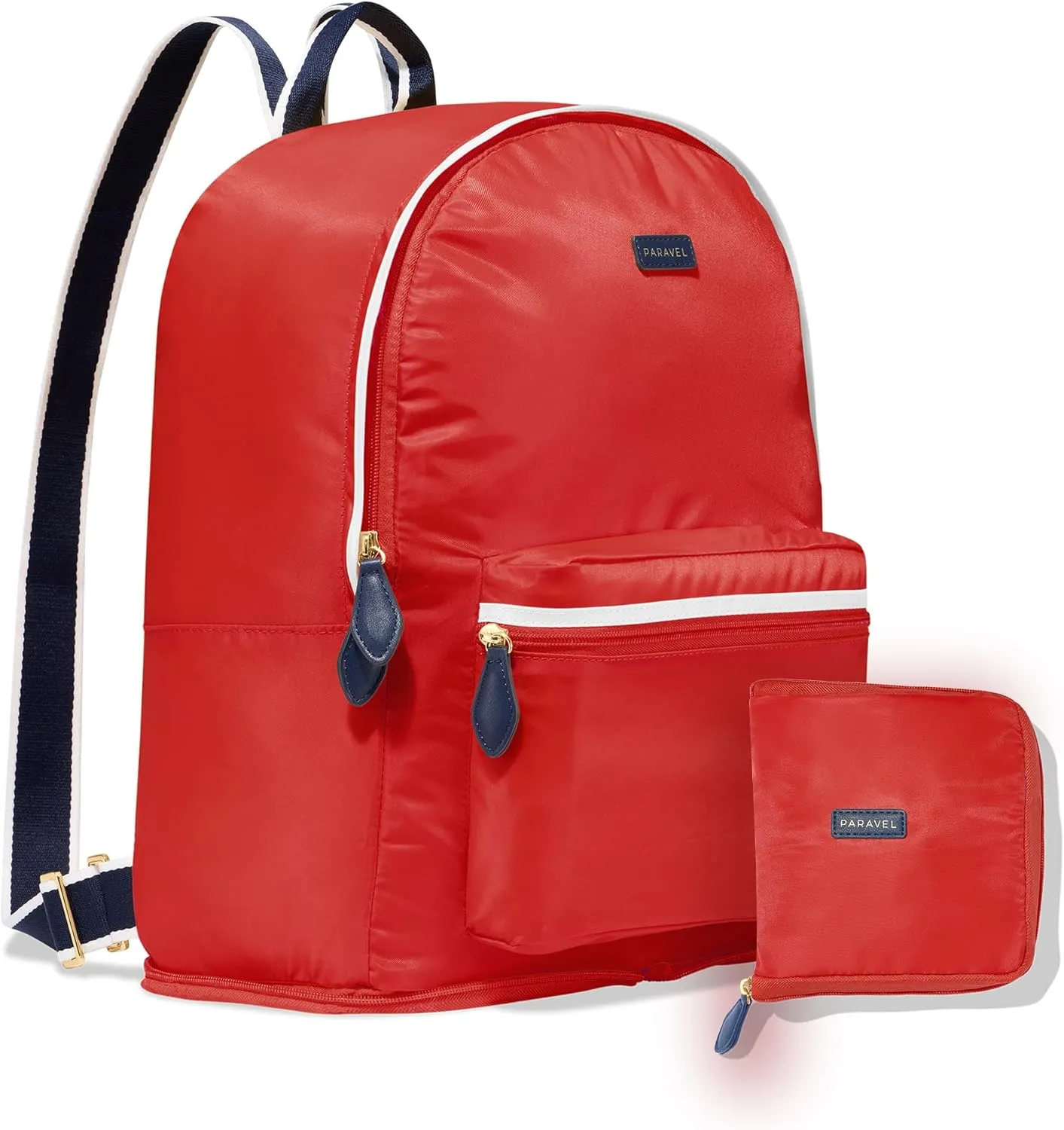 Paravel Fold Up Travel Backpack | Packable and Lightweight Foldable Travel Bag | Carry On Nylon Backpack with Trolley Sleeve, Bebop Red