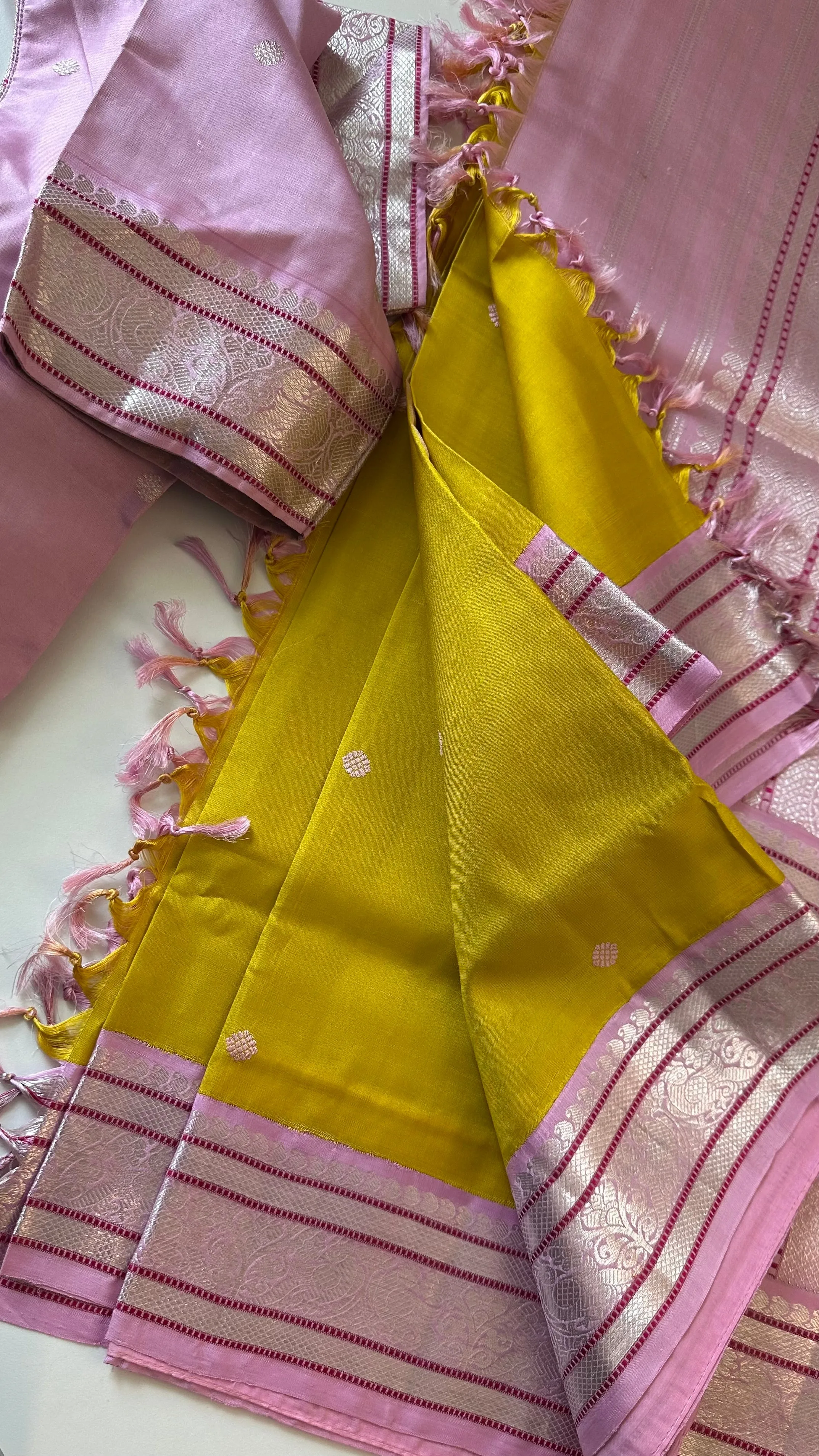 Pastel Kanchi pattu saree silver zari Indian wedding saree pure silk saree with stitched blouse usa online shopping