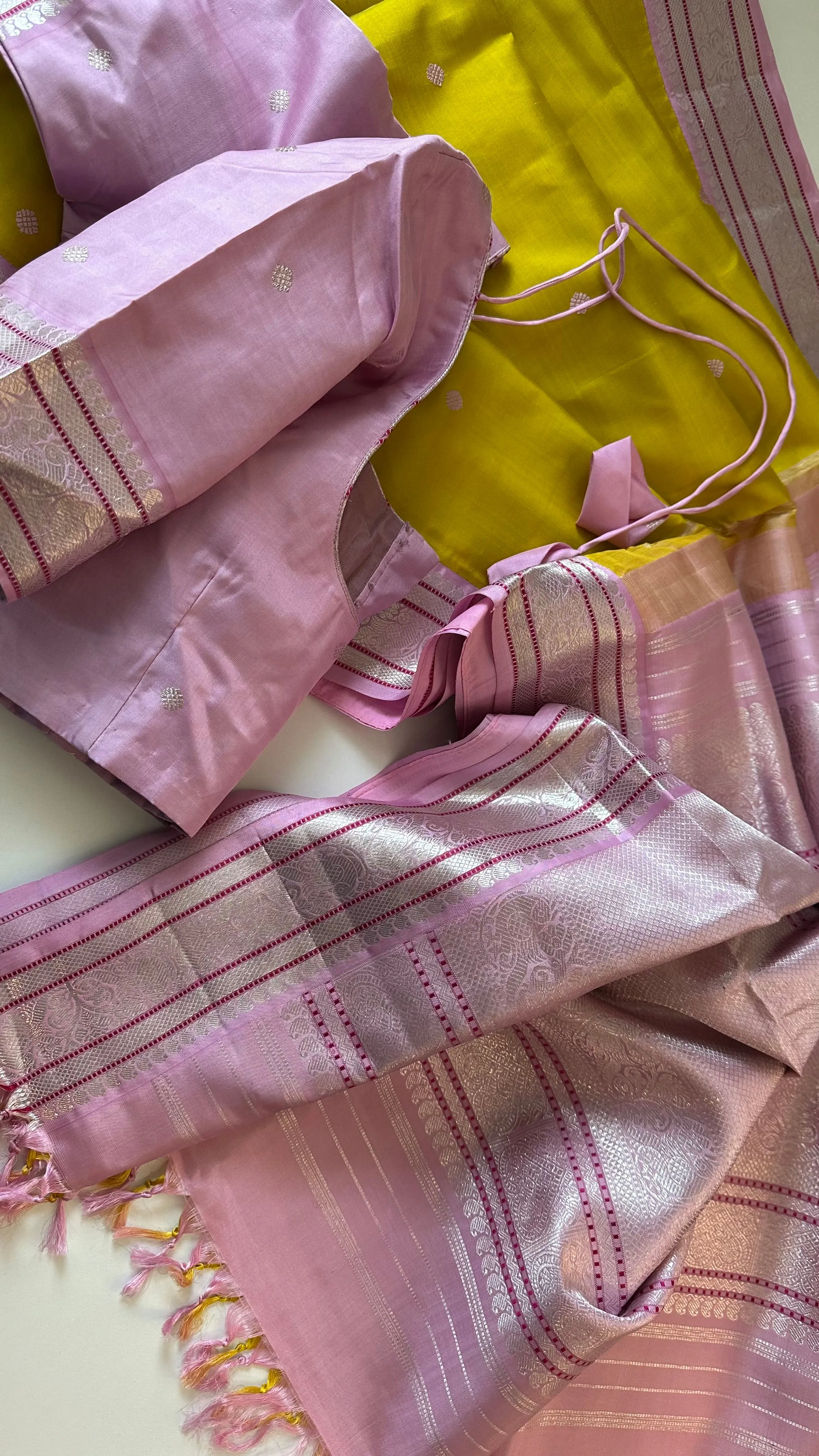 Pastel Kanchi pattu saree silver zari Indian wedding saree pure silk saree with stitched blouse usa online shopping