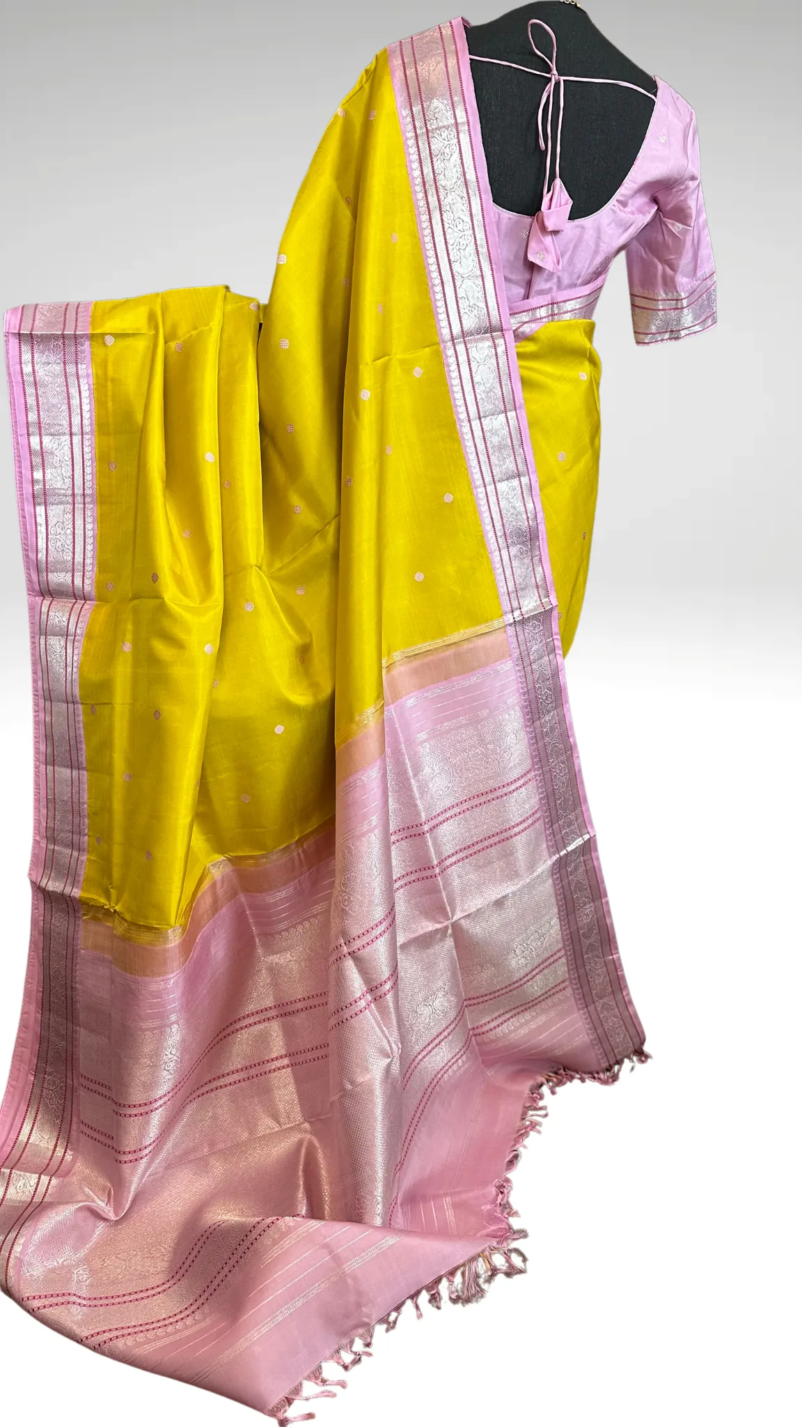 Pastel Kanchi pattu saree silver zari Indian wedding saree pure silk saree with stitched blouse usa online shopping