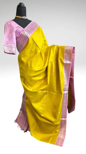 Pastel Kanchi pattu saree silver zari Indian wedding saree pure silk saree with stitched blouse usa online shopping