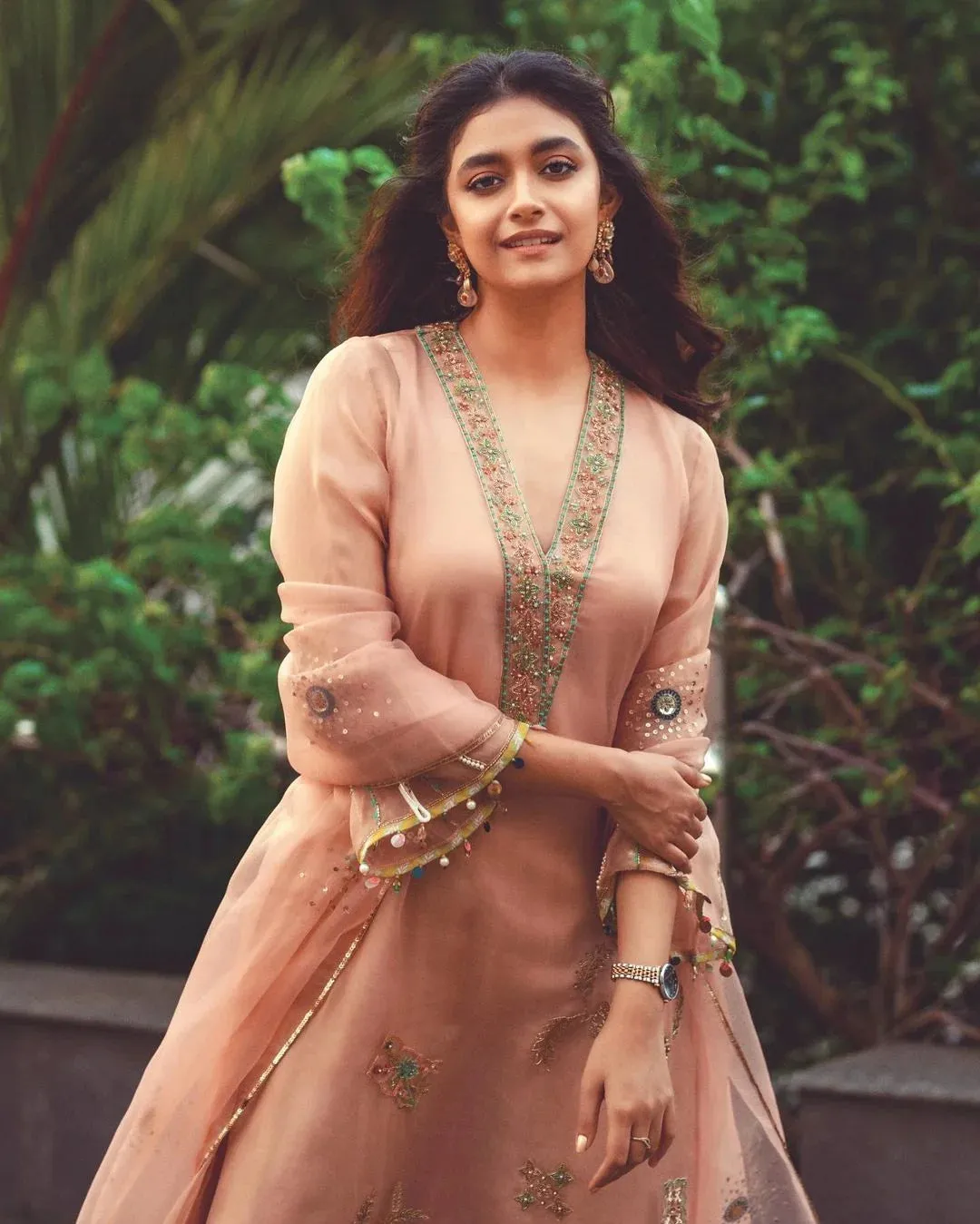 Pastel Pink Jaal Kreethy Suresh Organza Kurta Set
