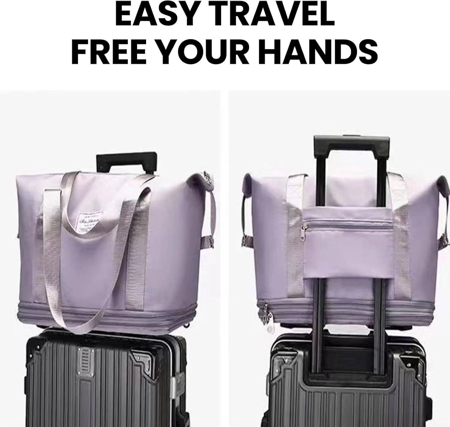 Pepepo Travel Bag with Wheels-(2025 New Large Capacity Travel Bag - Universal Wheel Removable) (Pink,Wheel-equipped)