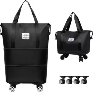 Pepepo Travel Bag with Wheels-(2025 New Large Capacity Travel Bag - Universal Wheel Removable) (Pink,Wheel-equipped)