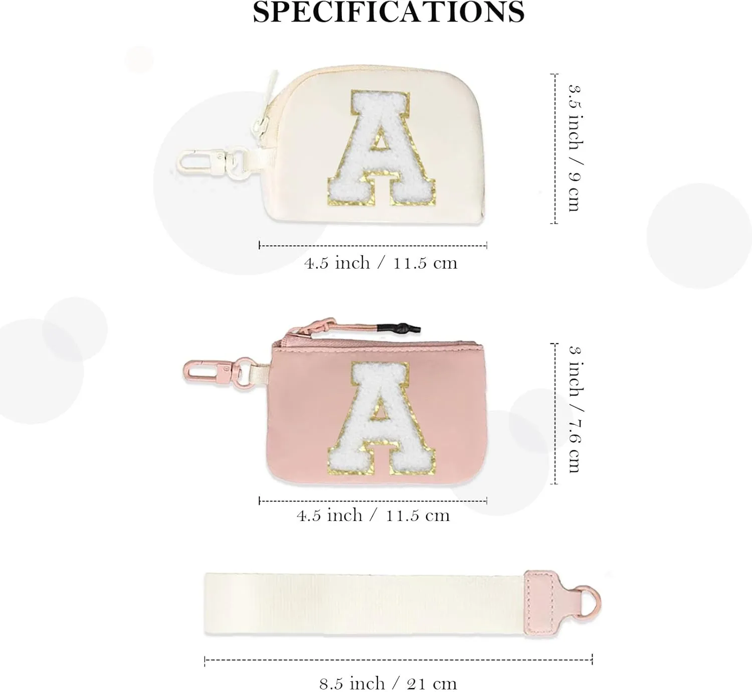 Personalized A-Z Letter Wristlet Dual Pouch, Women Keychain Wallet Wristlet Practical Gifts for Women
