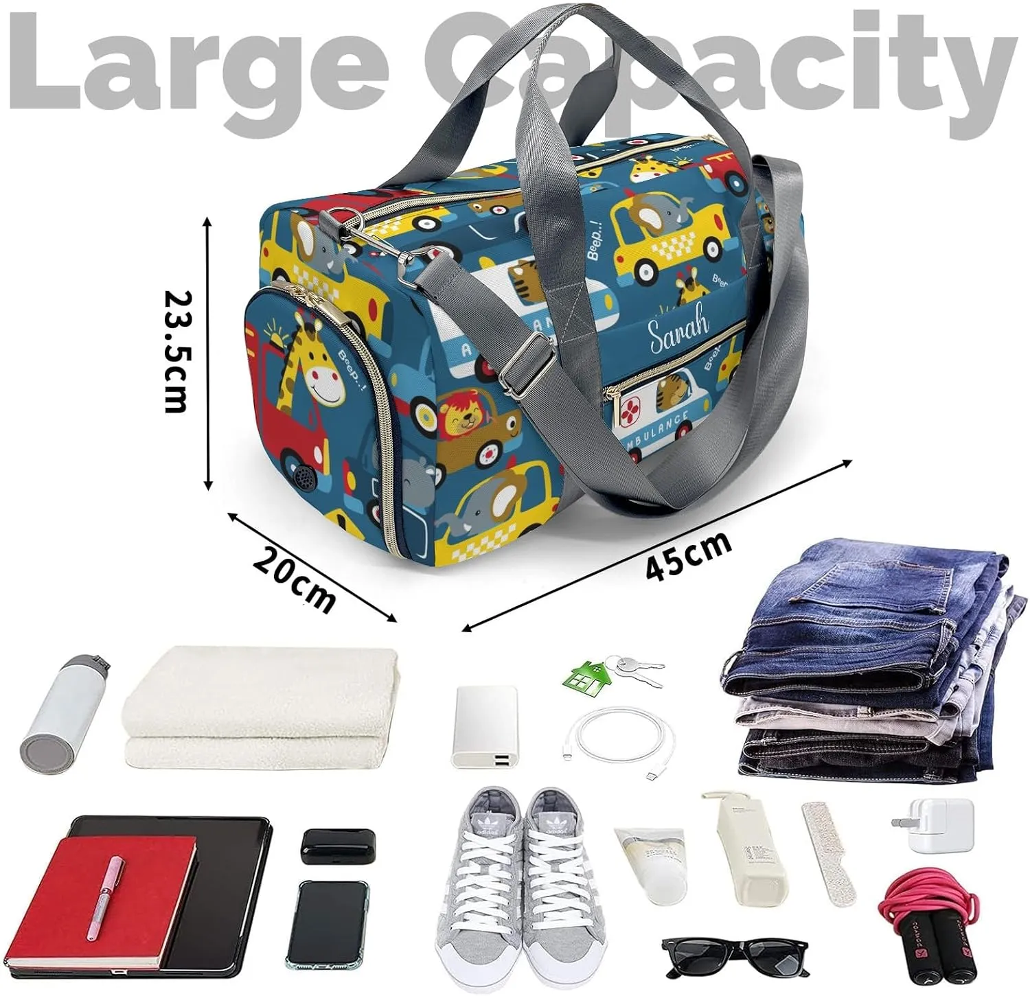 Personalized Animals Drivers Vehicle Car Custom Multi-functional Travel Bag, Unisex Portable Duffel Bag, Short Distance Travel Assistant