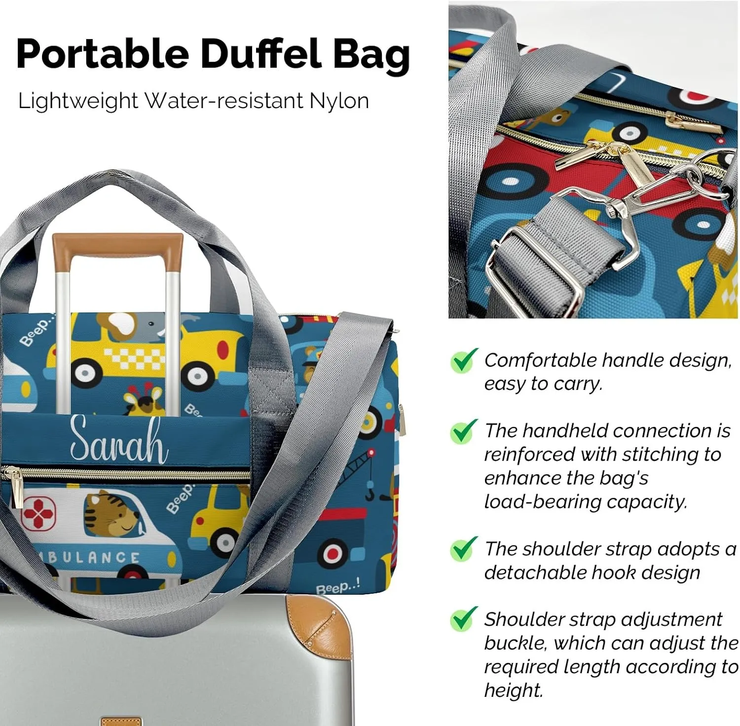 Personalized Animals Drivers Vehicle Car Custom Multi-functional Travel Bag, Unisex Portable Duffel Bag, Short Distance Travel Assistant