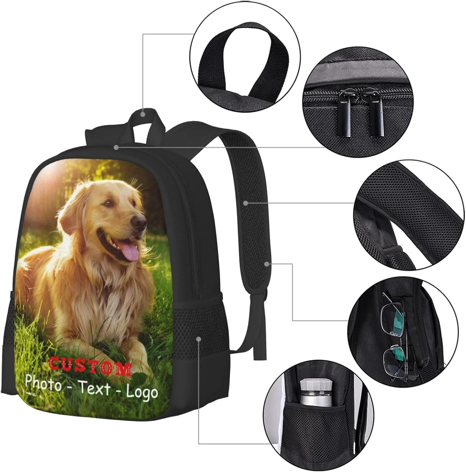Personalized Backpack for Men, Custom Laptop Backpacks with Photo Text Image, Customize Work Backpack, Gifts for Men