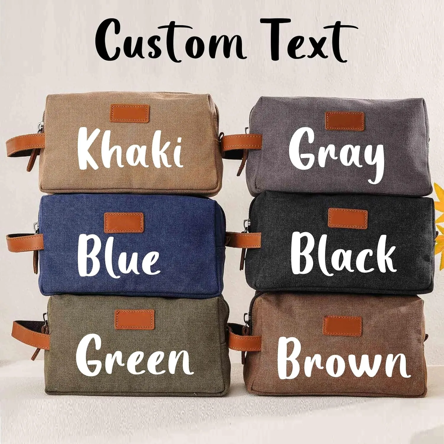 Personalized Mens Toiletry Bag, Snirov Gifts for Men Laser Engraved Name Canvas Handcrafted Travel Toiletry Bag for Husband Dad Boy Friend Fathers Day Gifts