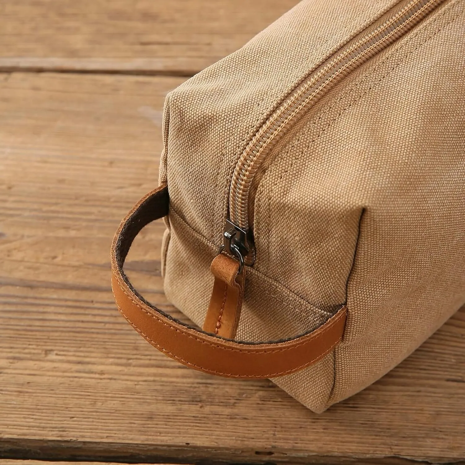 Personalized Mens Toiletry Bag, Snirov Gifts for Men Laser Engraved Name Canvas Handcrafted Travel Toiletry Bag for Husband Dad Boy Friend Fathers Day Gifts