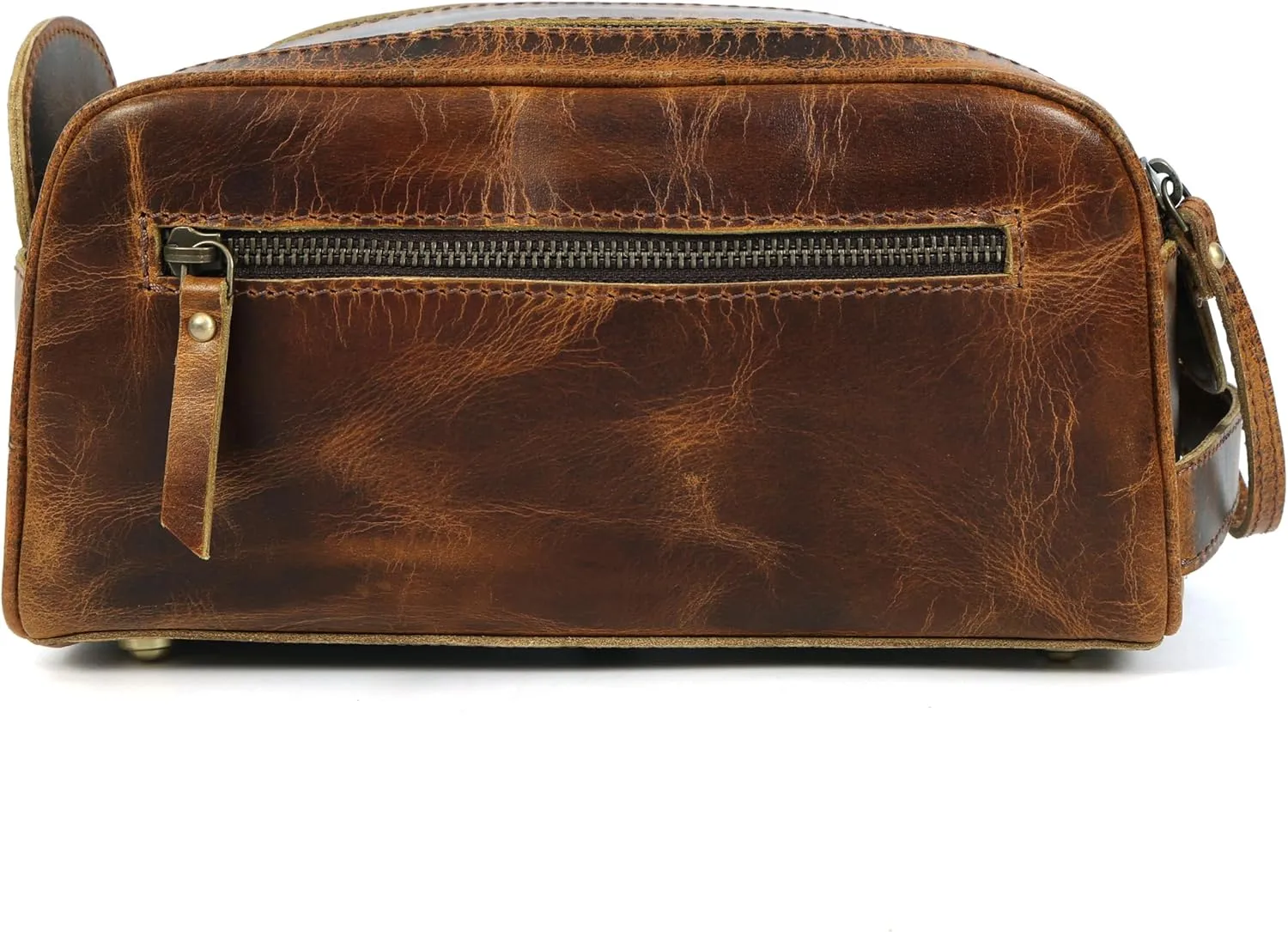 Personalized Toiletry Bag for Men, Engraved Leather Dopp Kit, Name Customize Travel Shaving Bag, Stylish and Functional Travel Companion (Tan)