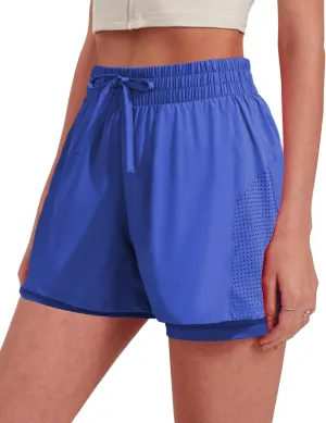 Pinspark womens High Waisted Quick Dry Gym Shorts with Pocket