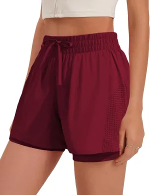 Pinspark womens High Waisted Quick Dry Gym Shorts with Pocket