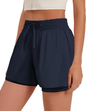 Pinspark womens High Waisted Quick Dry Gym Shorts with Pocket