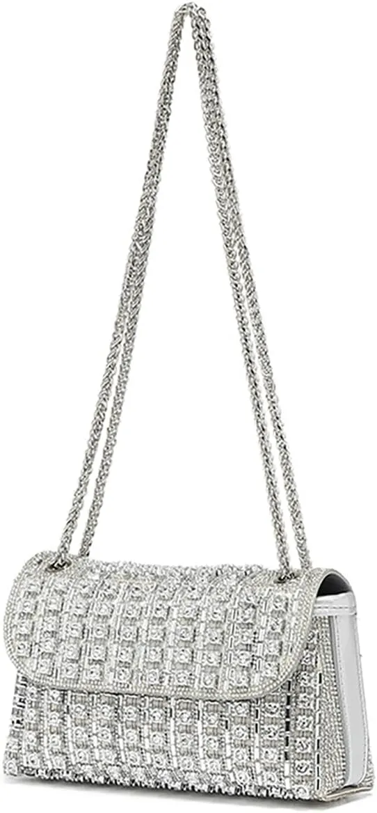 Pocadri Chic Clutch Purses for Women Rhinestone Evening Bag Shoulder Crossbody Bag with Chain for Bridal Wedding Party Dressy