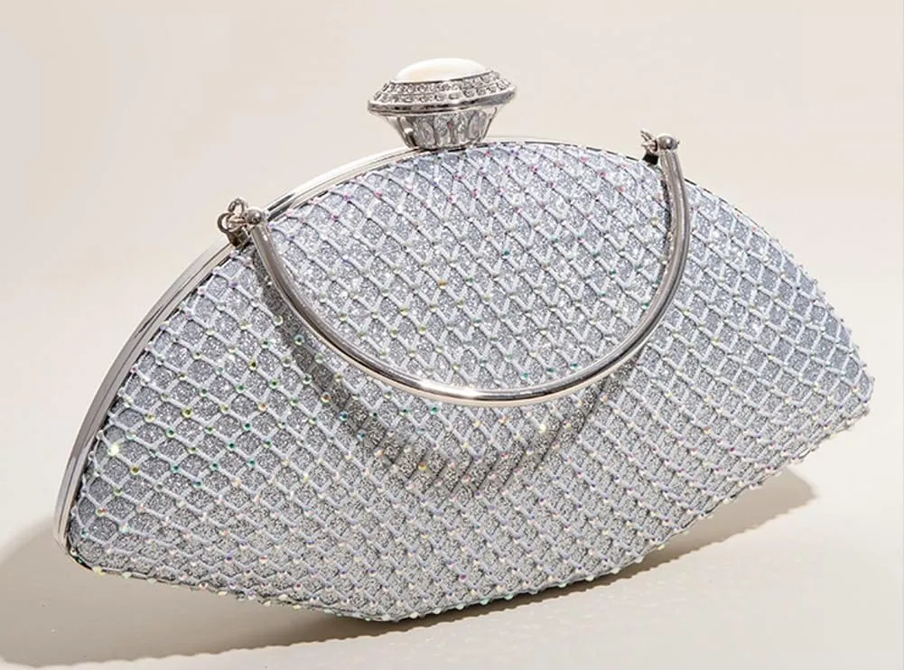 Pocadri Women Evening Handbag Rhinestone Crystal Clutch Purses Elegant Formal Evening Bag Party Bridal Clutch