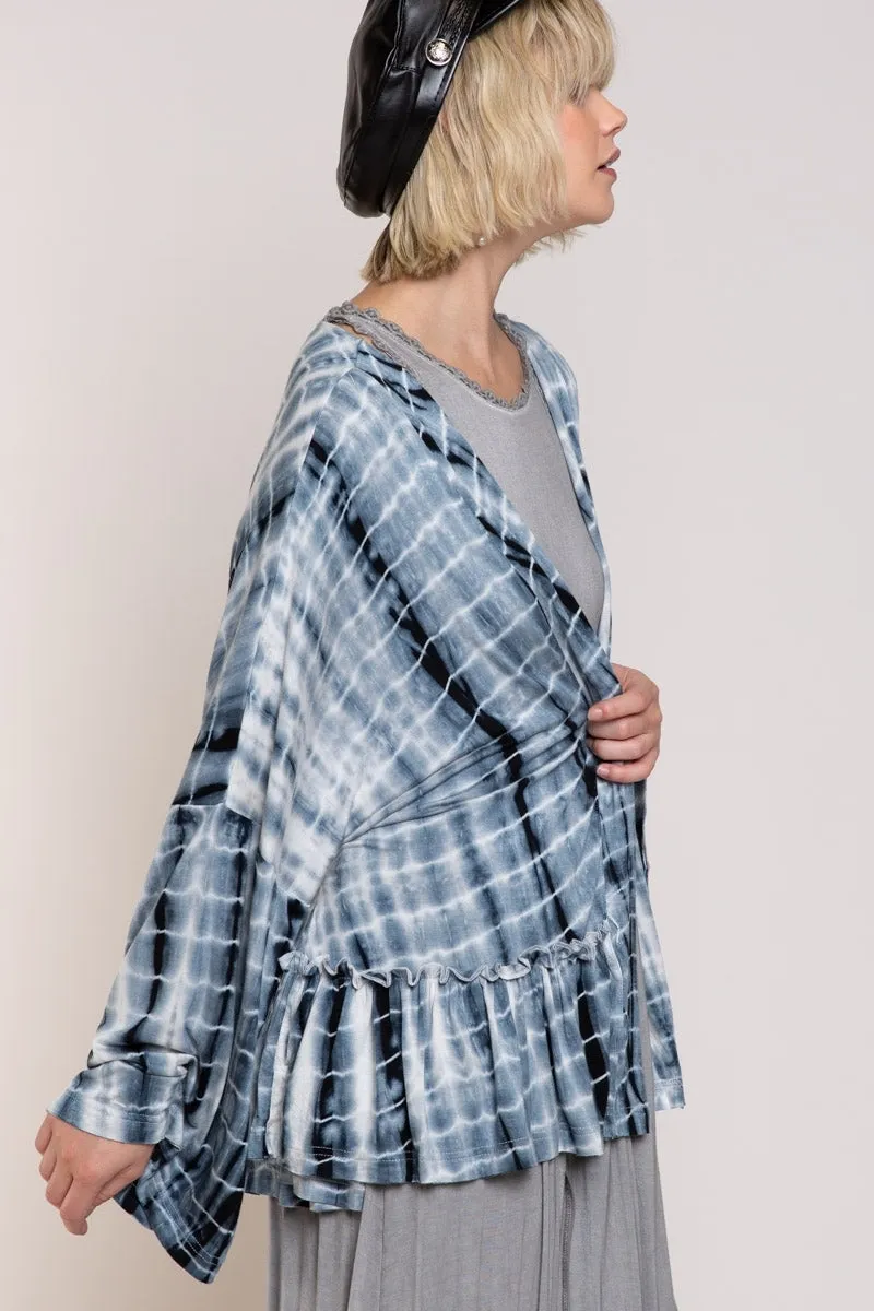 POL Ocean Grey Tie Dye Cardigan