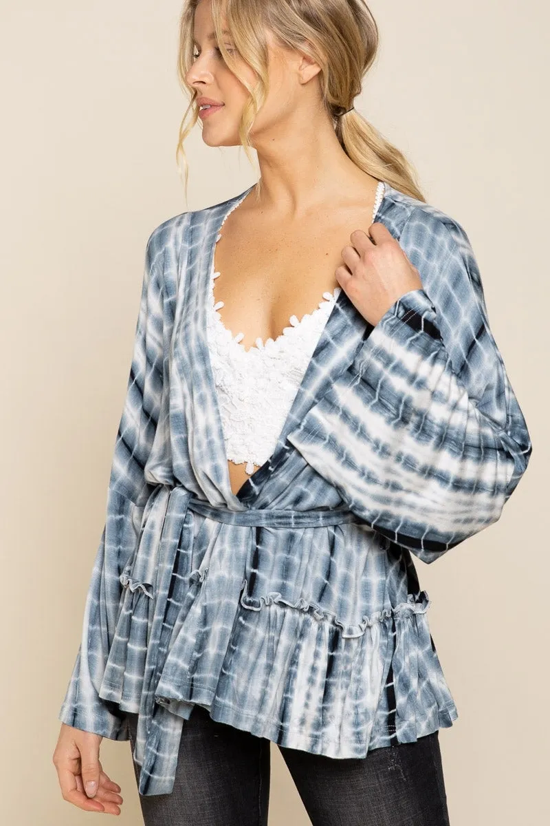 POL Ocean Grey Tie Dye Cardigan