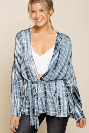 POL Ocean Grey Tie Dye Cardigan