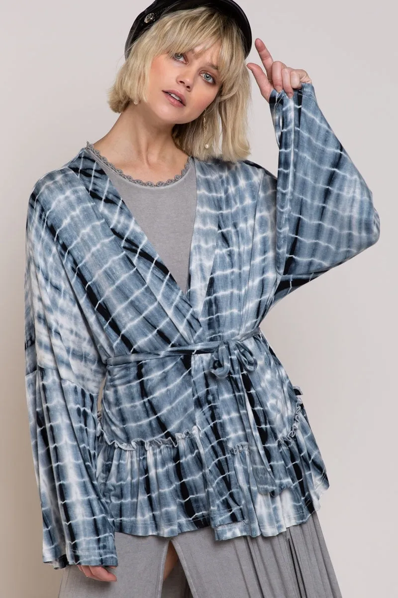 POL Ocean Grey Tie Dye Cardigan