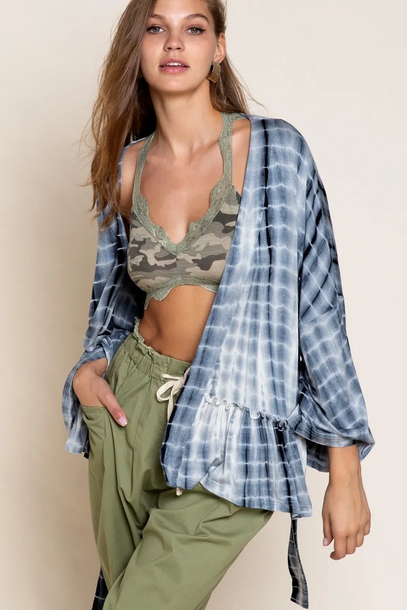 POL Ocean Grey Tie Dye Cardigan