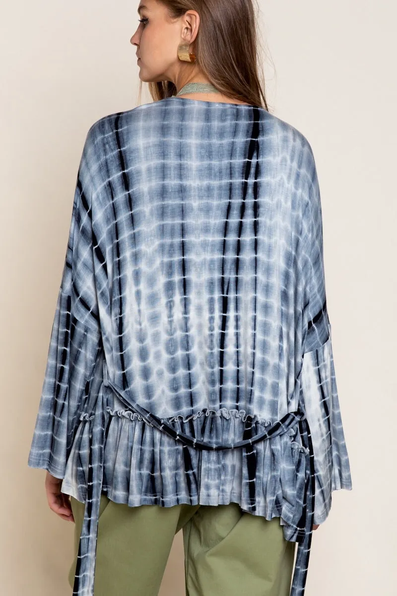 POL Ocean Grey Tie Dye Cardigan