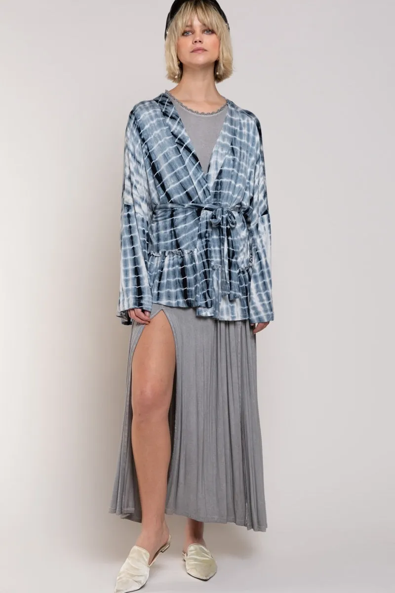 POL Ocean Grey Tie Dye Cardigan