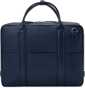 Premium Leather Briefcase for Men - Business Laptop Bag | Handmade Full Grain Leather Messenger Bag | Easily Fits 15 Inch Laptop | Perfect for Travel and Work | Blue