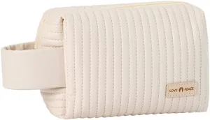"Beige Charm Cosmetic Bag - Compact, Zippered Makeup Pouch for Purse, Ideal for Travel Accessories & Daily Storage