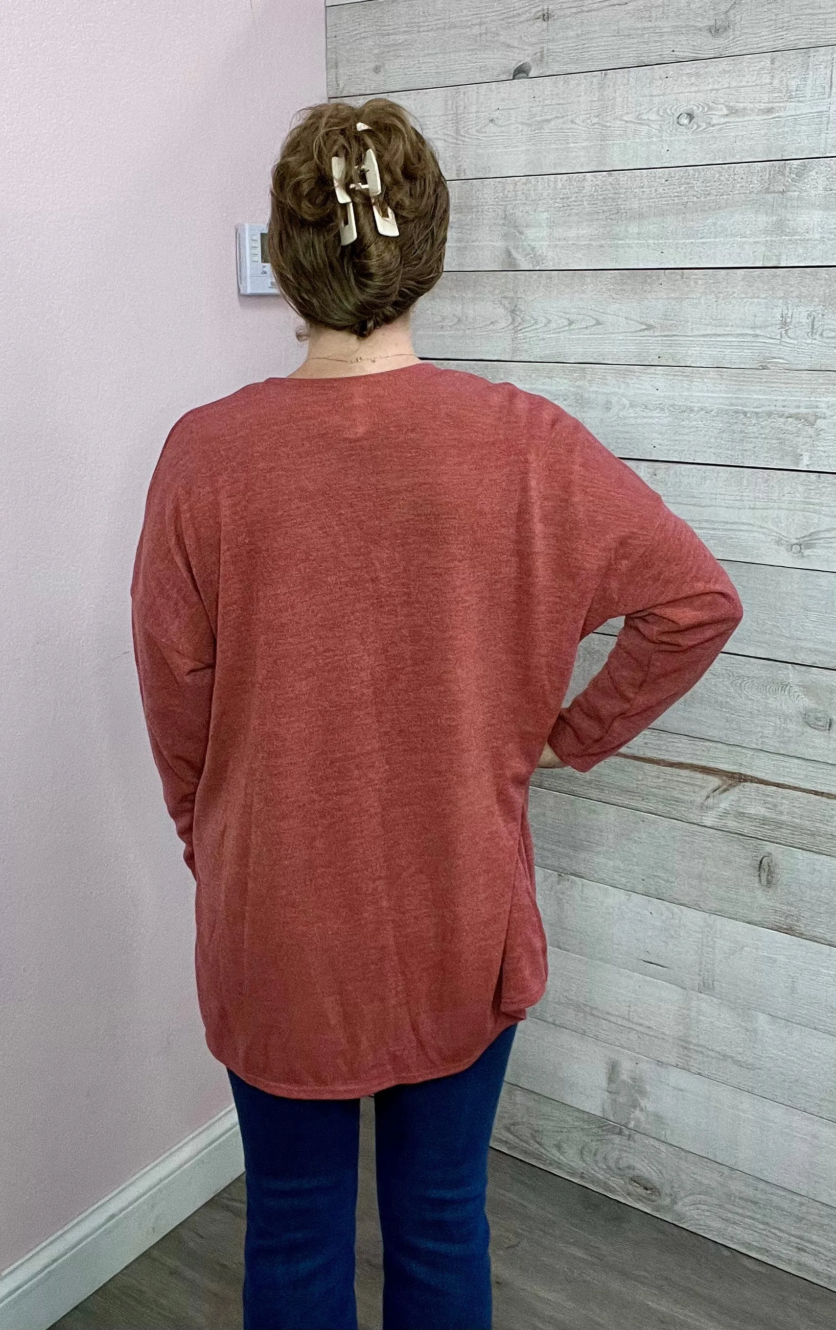 "Lady In Love" Sweater Cardigan- Rust *FINAL SALE*