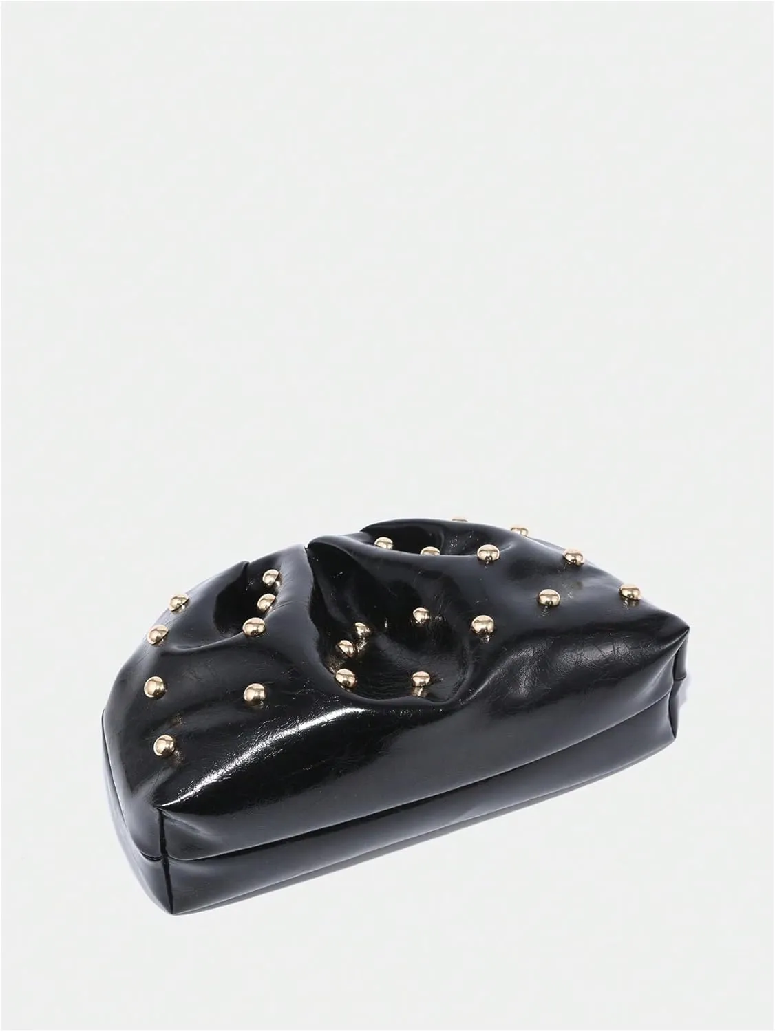 QWINEE Women's Elegant Studded Clutch Bag Magnet Ruched Bags Retro Vintage Evening Handbag