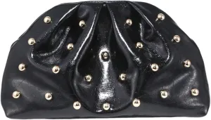 QWINEE Women's Elegant Studded Clutch Bag Magnet Ruched Bags Retro Vintage Evening Handbag