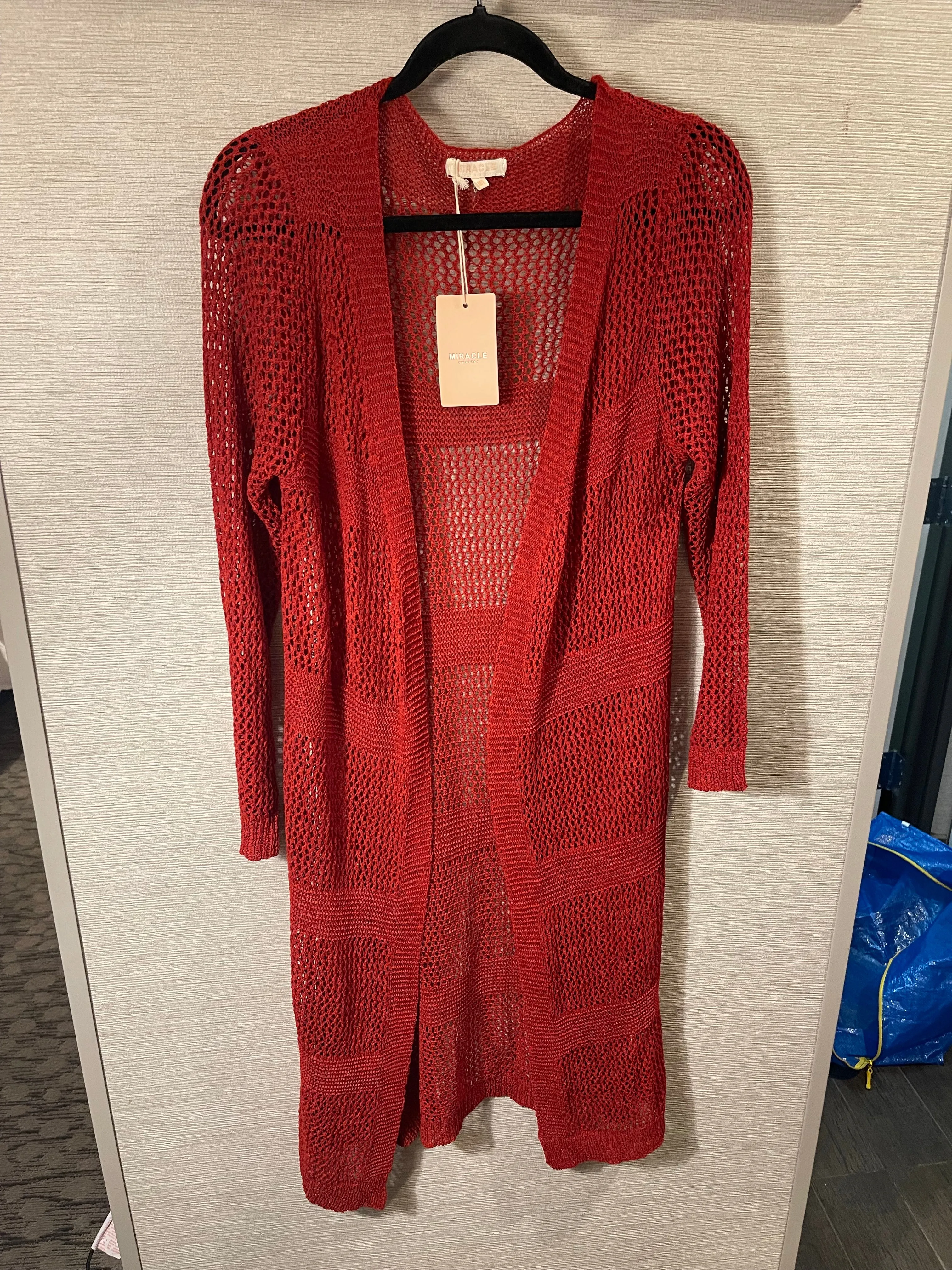 Red Knit Long Cardi