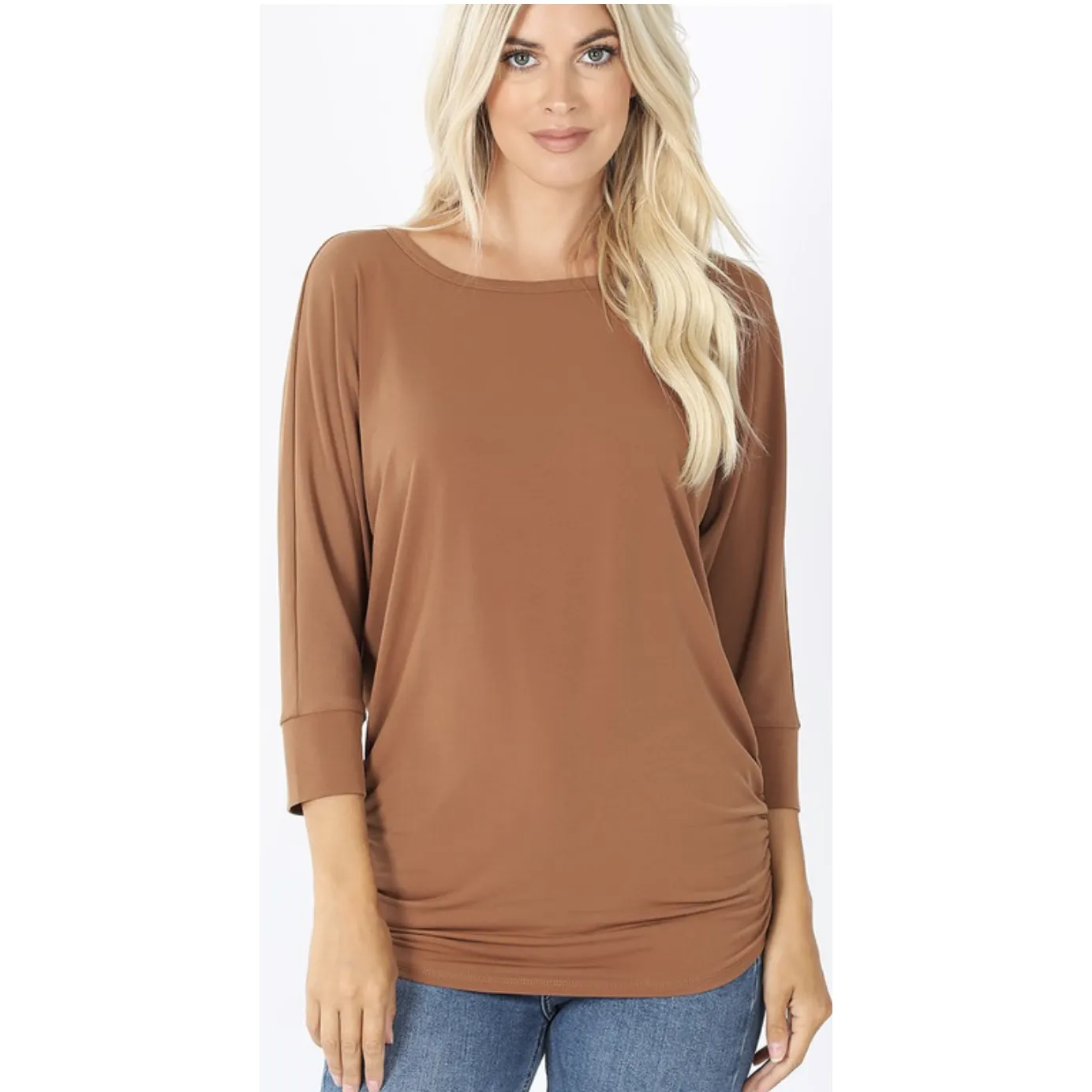 Ruched Dolman Sleeve Top