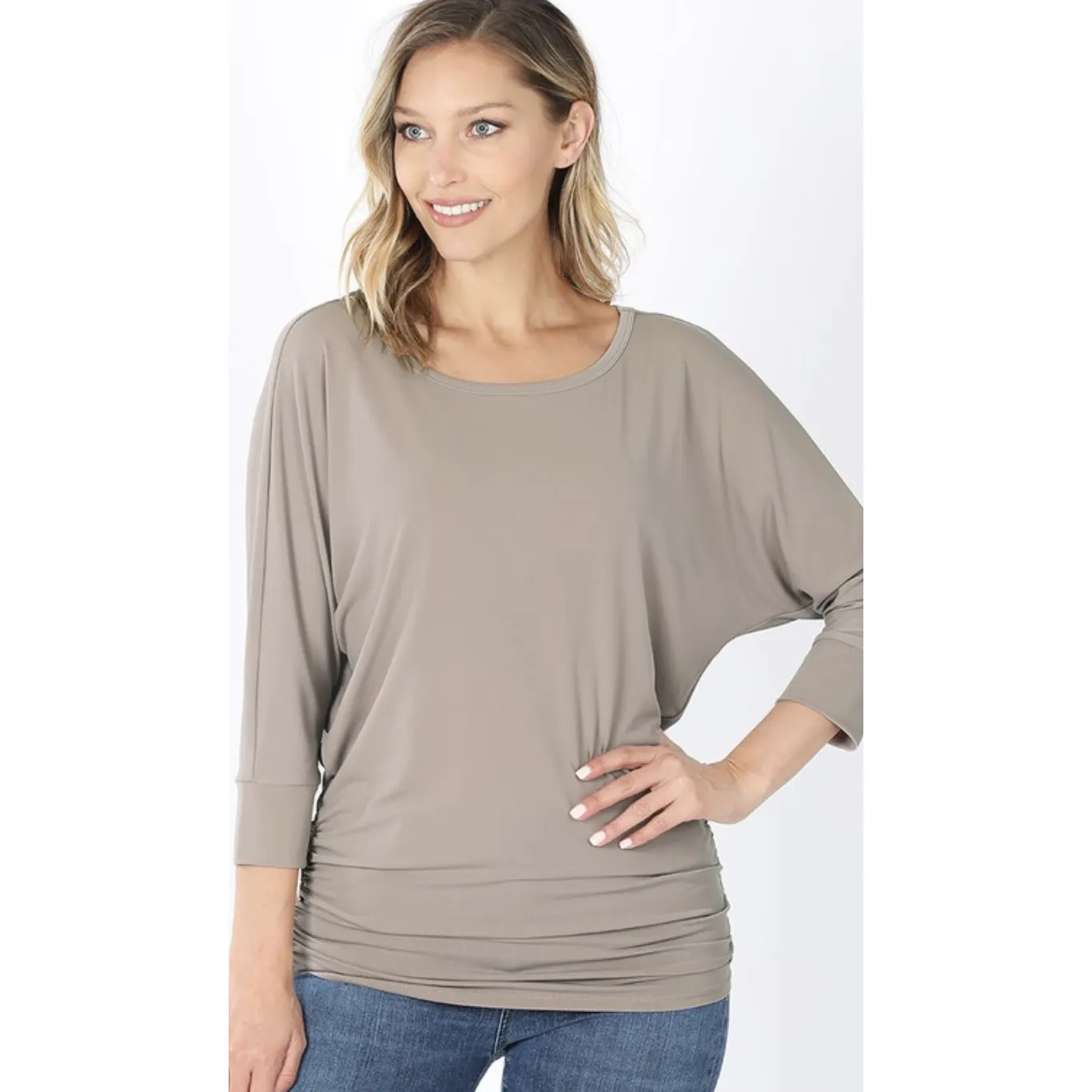 Ruched Dolman Sleeve Top