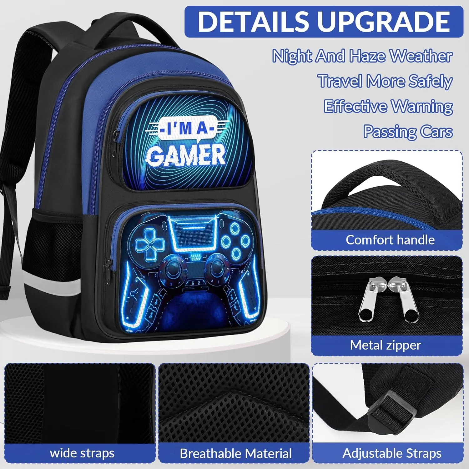 School Backpack for Boys - Gamer Boys Backpack for Kids Children Teens Elementary Middle School - 17 Video Game Bookbag Travel Back Pack for Age 6-18