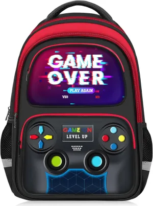 School Backpack for Boys - Gamer Boys Backpack for Kids Children Teens Elementary Middle School - 17 Video Game Bookbag Travel Back Pack for Age 6-18