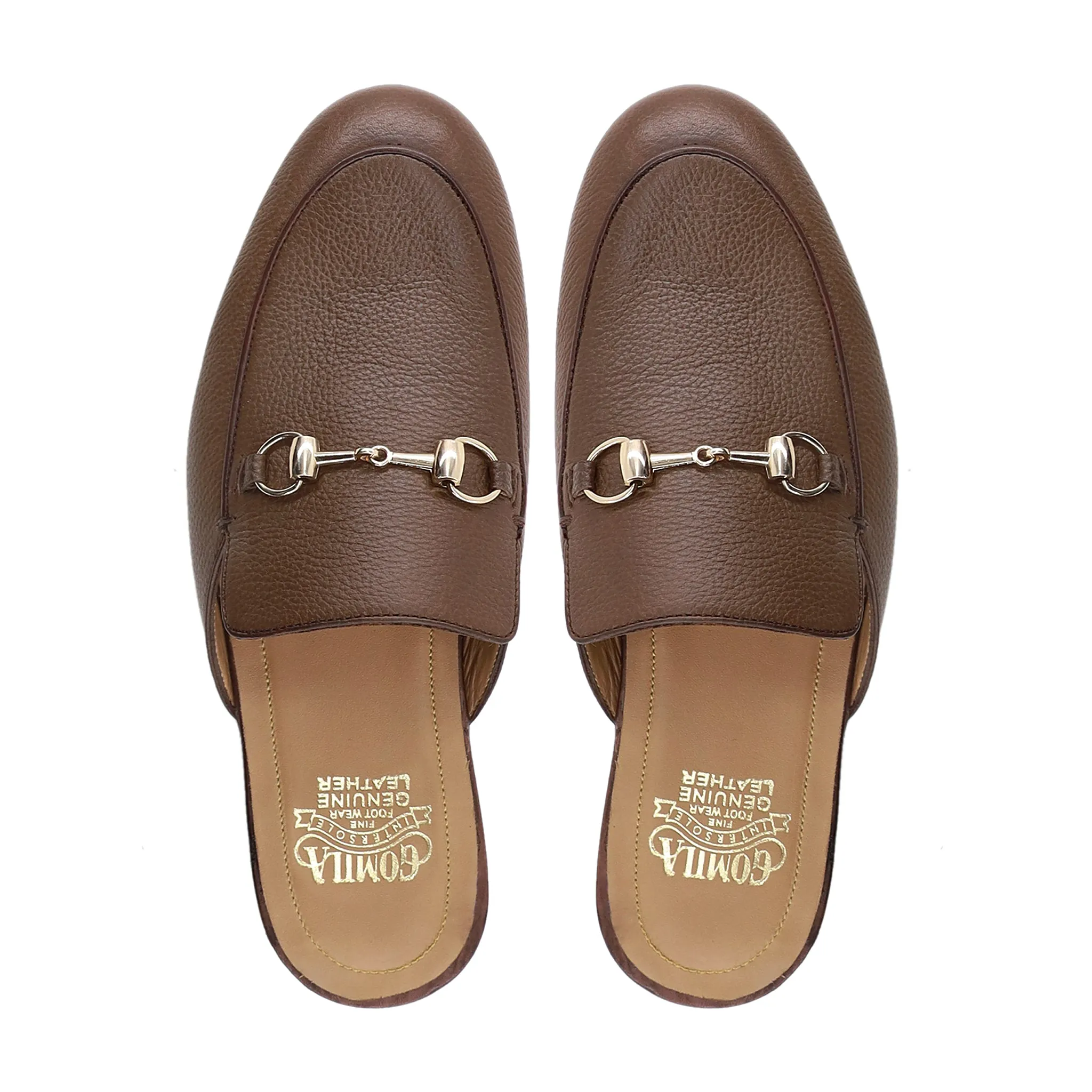 Selyse - Men's Brown Pebble Grain Leather Slipper