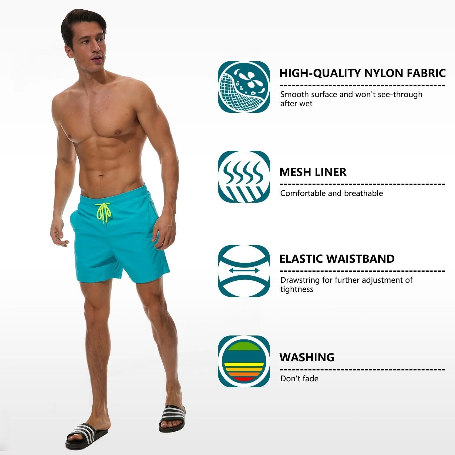SILKWORLD Men's Swim Trunks Quick Dry Beach Shorts with Pockets