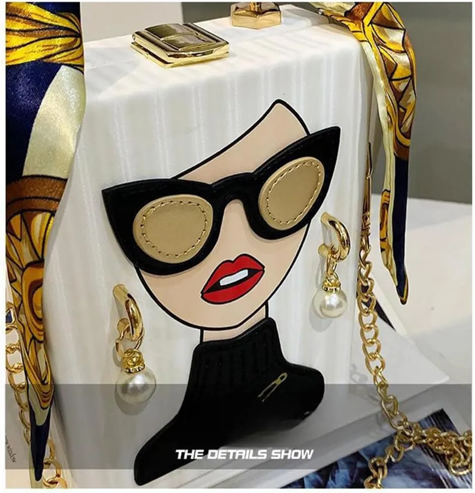 Sister Amy Funky 3D Lady Face PU Leather Handbag - Multi-Functional Top Handle Satchel, Tote, and Crossbody Shoulder Bag