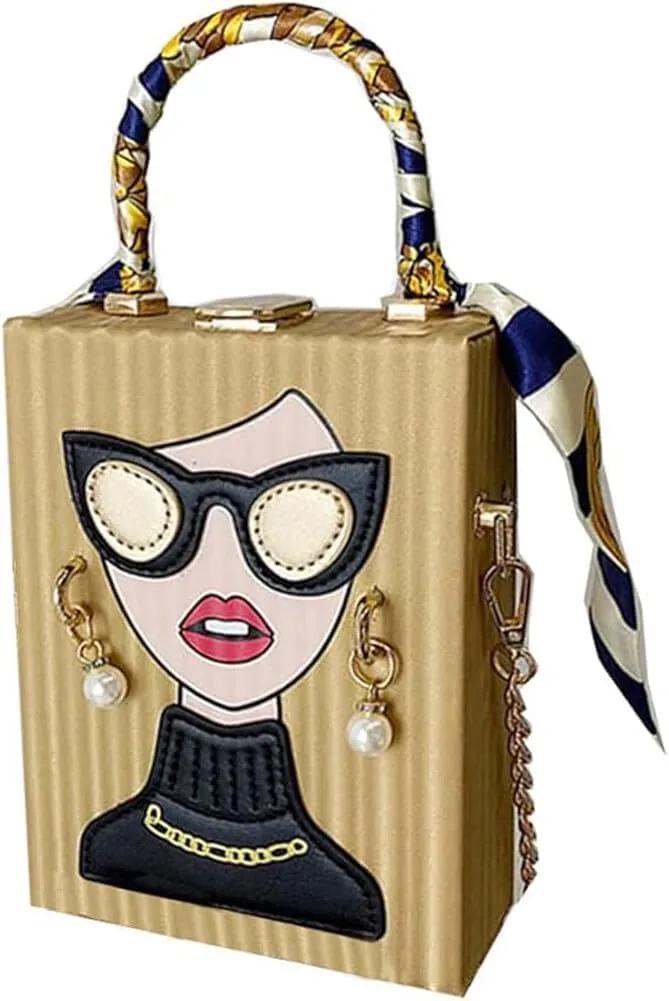 Sister Amy Funky 3D Lady Face PU Leather Handbag - Multi-Functional Top Handle Satchel, Tote, and Crossbody Shoulder Bag
