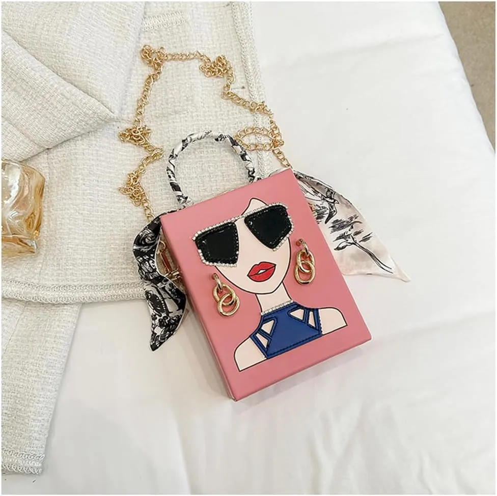 Sister Amy Funky 3D Lady Face PU Leather Handbag - Multi-Functional Top Handle Satchel, Tote, and Crossbody Shoulder Bag