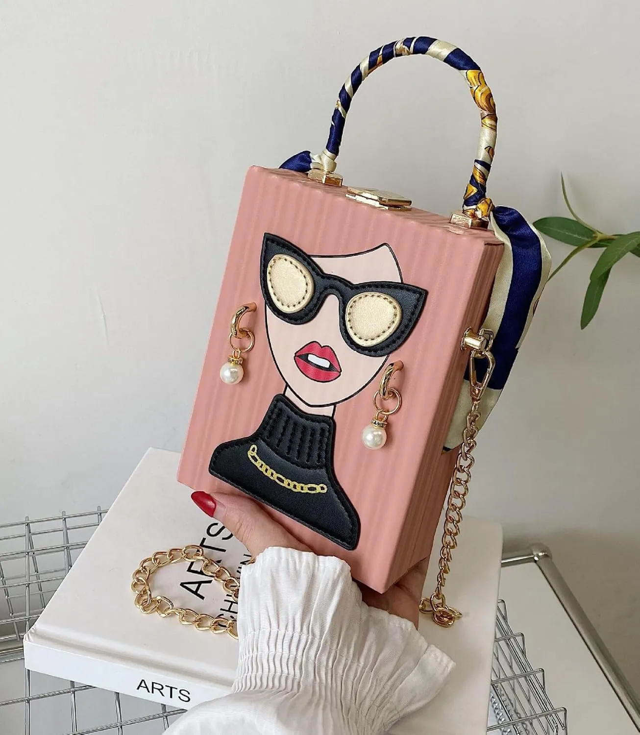 Sister Amy Funky 3D Lady Face PU Leather Handbag - Multi-Functional Top Handle Satchel, Tote, and Crossbody Shoulder Bag