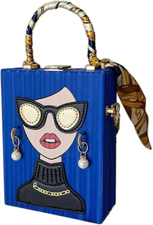 Sister Amy Funky 3D Lady Face PU Leather Handbag - Multi-Functional Top Handle Satchel, Tote, and Crossbody Shoulder Bag