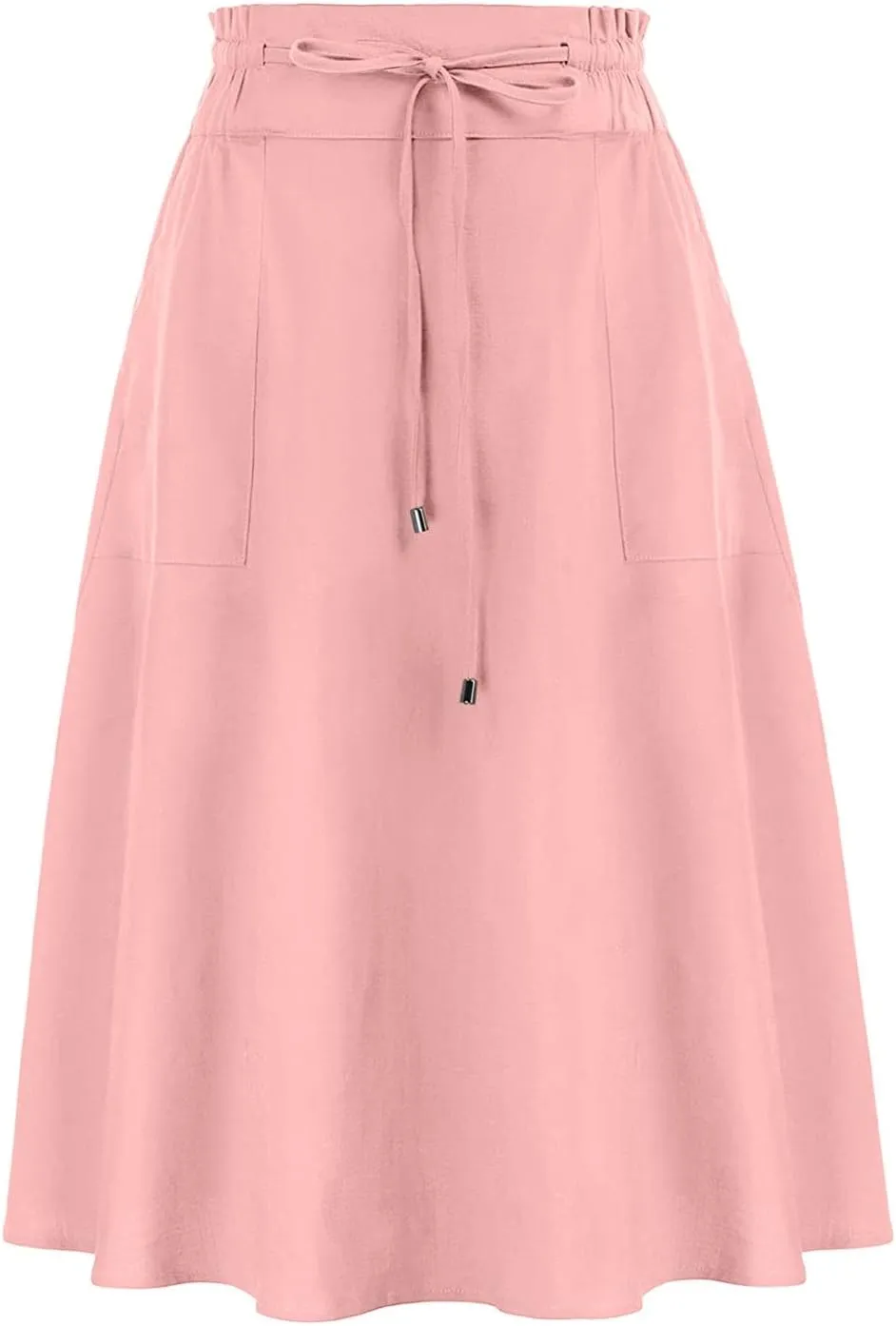 Skirts for Women High Waist A-Line Midi Skirt with Tie Waist, Functional and Stylish for Casual or Work Wear