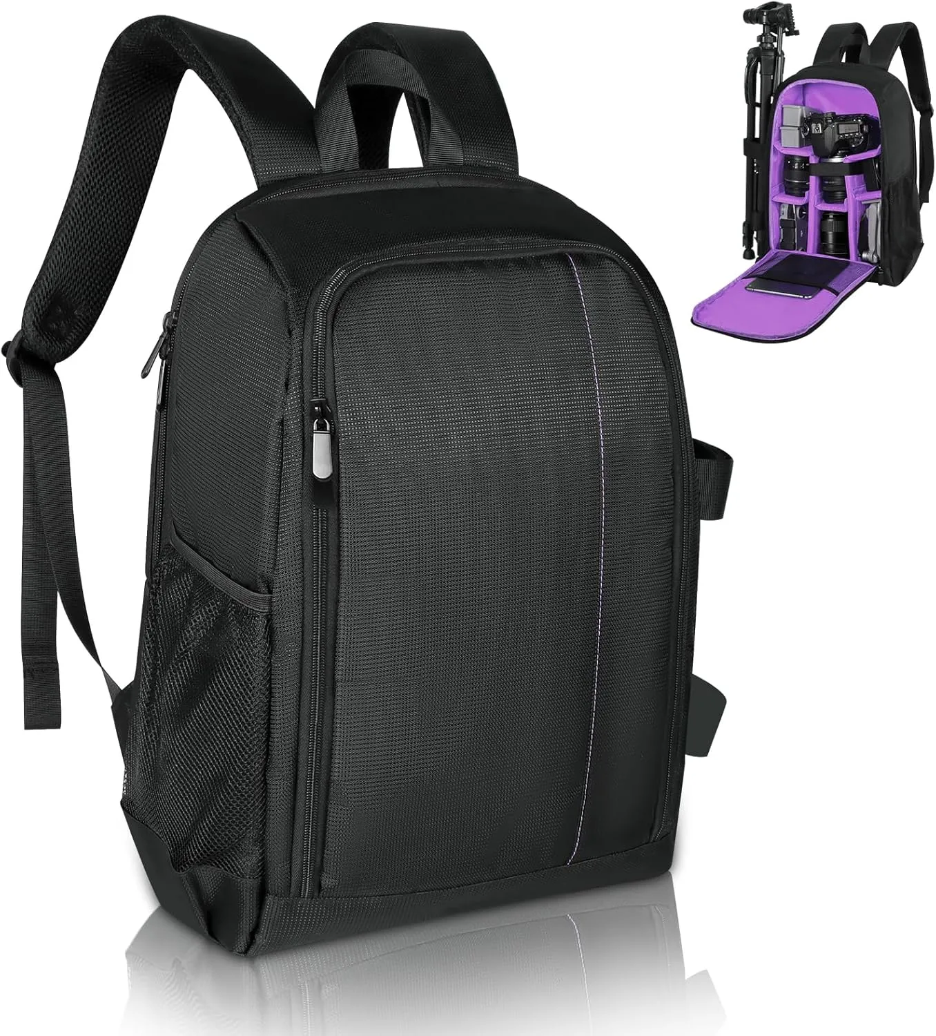 Small Camera Backpack, DSLR/SLR/Mirrorless Photographers Camera Bag, Multi-Functional Waterproof Camera Case for Women Men, with Canon/Nikon/Sony, Gray