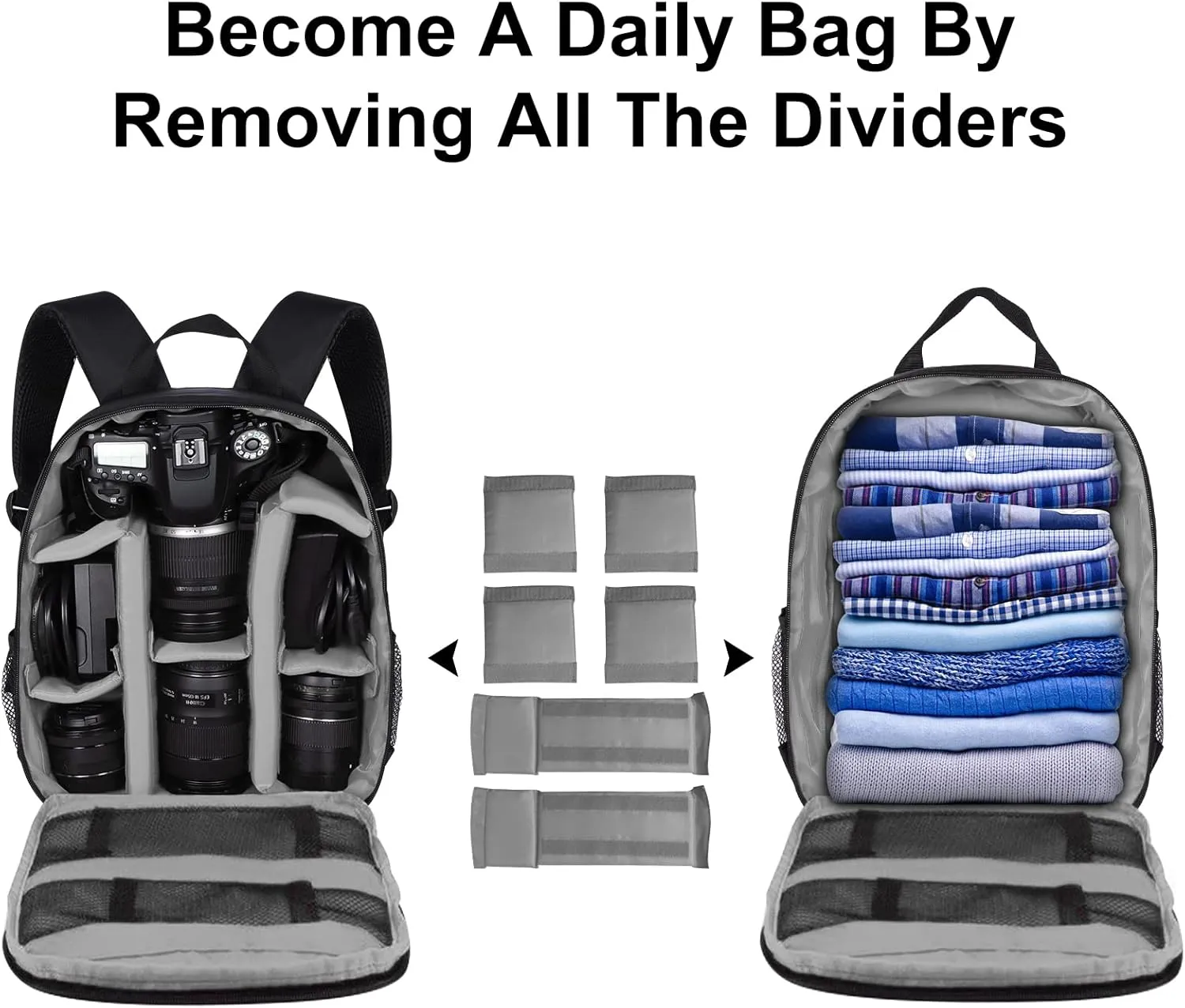 Small Camera Backpack, DSLR/SLR/Mirrorless Photographers Camera Bag, Multi-Functional Waterproof Camera Case for Women Men, with Canon/Nikon/Sony, Gray