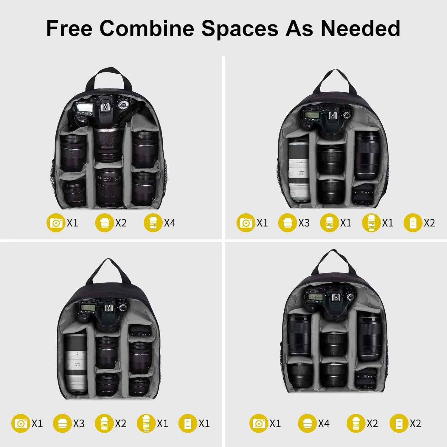 Small Camera Backpack, DSLR/SLR/Mirrorless Photographers Camera Bag, Multi-Functional Waterproof Camera Case for Women Men, with Canon/Nikon/Sony, Gray